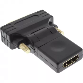 InLine HDMI–DVI-sovitin HDMI-naaras / DVI-uros joustava kullattu 4K2K