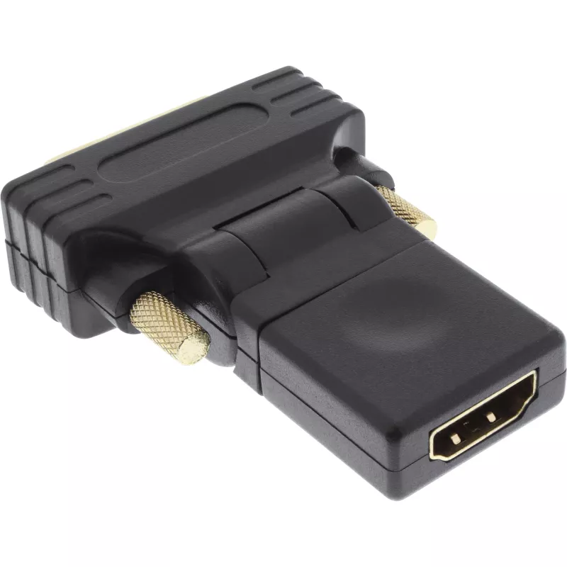 InLine HDMI–DVI-sovitin HDMI-naaras / DVI-uros joustava kullattu 4K2K
