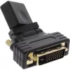 InLine HDMI–DVI-sovitin HDMI-naaras / DVI-uros joustava kullattu 4K2K