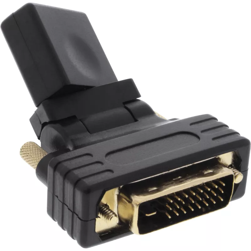 InLine HDMI–DVI-sovitin HDMI-naaras / DVI-uros joustava kullattu 4K2K