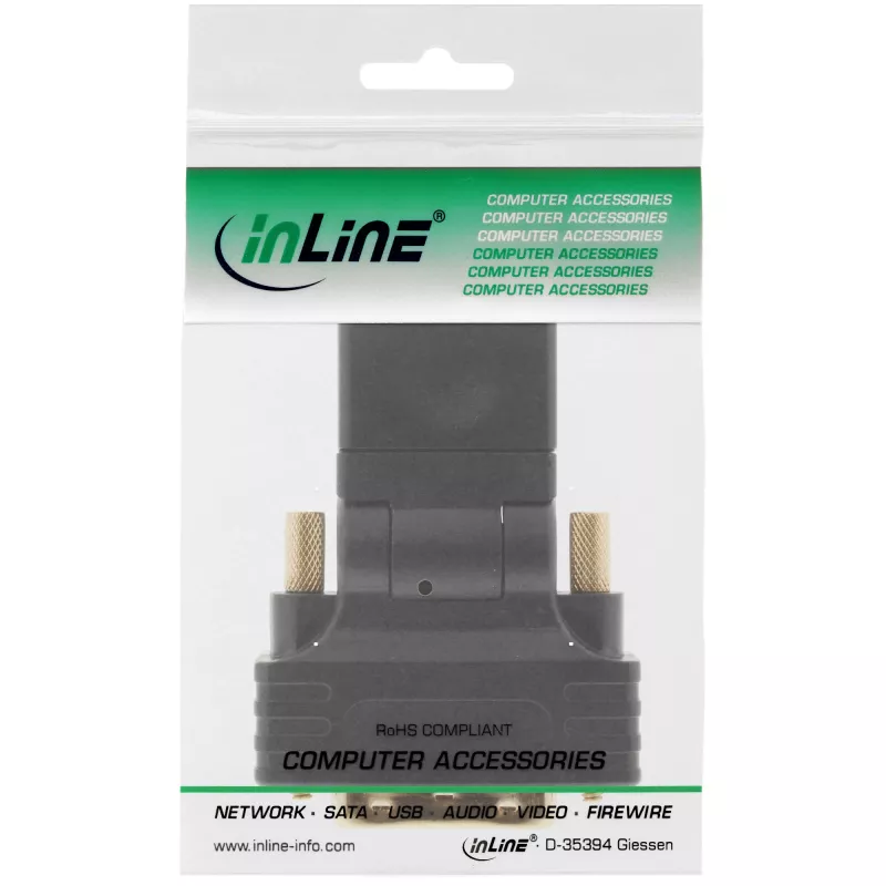 InLine HDMI–DVI-sovitin HDMI-naaras / DVI-uros joustava kullattu 4K2K