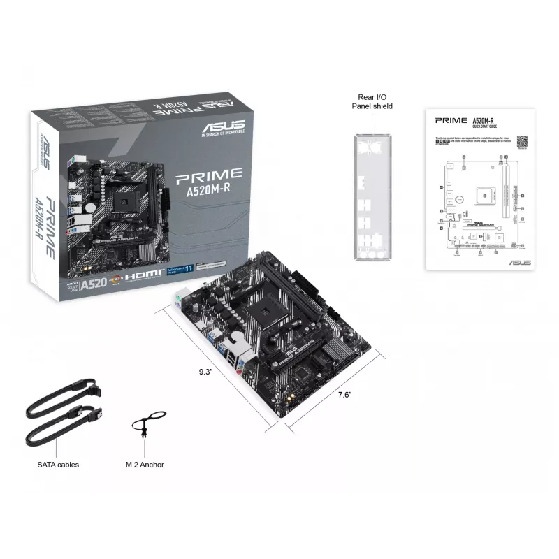 Emolevy ASUS PRIME A520M-R, AMD A520, Sockel AM4, micro ATX