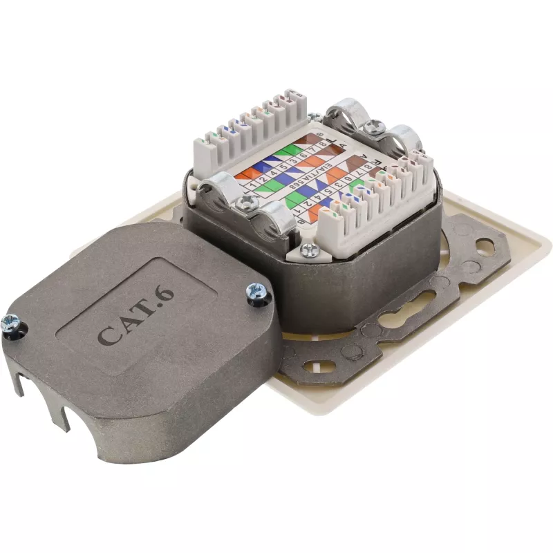 Seinäliitäntärasia InLine Cat.6 2x RJ45 vaakasuora — pinta- tai uppoasennus
