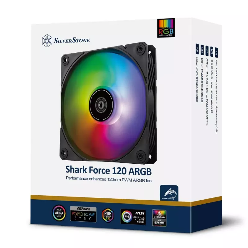 SilverStone Shark Force SST-SF120B-ARGB 120 mm kotelotuuletin, ARGB, musta