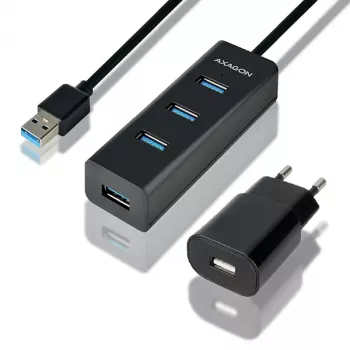 Axagon HUE-S2BP 4x USB 3.0 LATAUSKESKITIN 1,2 m kaapelilla sis. virtalähteen