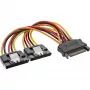 InLine SATA-virtakaapeli Y naaras / 2x uros turvalukituksella, 0,15m