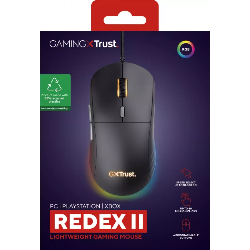 Trust GXT 925 REDEX II hiiri peli oikeakätinen USB Type-A laser 10000 DPI