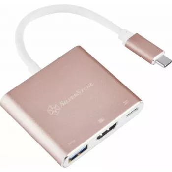 USB-C HDMI-videosovitin SILVERSTONE EP08 (USB-C 3.1, HDMI) pinkki
