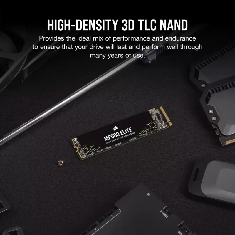 Corsair MP600 Elite CSSD-F1000GBMP600ENH SSD-levy, 1 TB, M.2 2280, PCIe 4.0 x4 NVMe, 3D TLC, 256-bittinen AES-salaus