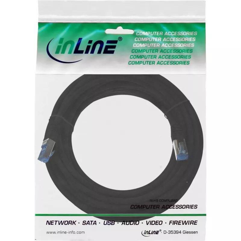 InLine verkkokaapeli S/FTP PiMF Cat.6A halogeeniton 500 MHz musta 5 m