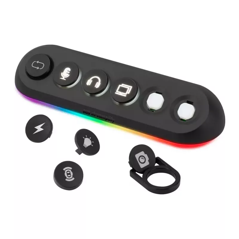 Streamplify HUB DECK 5 USB-keskitin, 4x USB 3.0, 1x USB 2.0, RGB, 12V, EU-virtajohto, musta