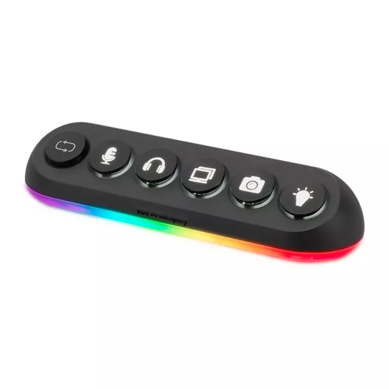 Streamplify HUB DECK 5 USB-keskitin, 4x USB 3.0, 1x USB 2.0, RGB, 12V, EU-virtajohto, musta