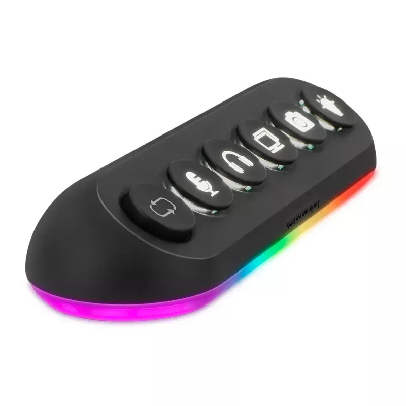 Streamplify HUB DECK 5 USB-keskitin, 4x USB 3.0, 1x USB 2.0, RGB, 12V, EU-virtajohto, musta