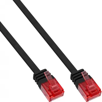 InLine litteä ultraslim-patch-kaapeli U/UTP Cat.6 gigabittivalmis musta 10 m