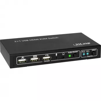 InLine 2x1 HDMI KVM-kytkin, 2x1, HDMI 4K2K, USB 2.0 -keskitin, äänellä