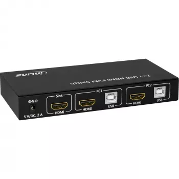 InLine 2x1 HDMI KVM-kytkin, 2x1, HDMI 4K2K, USB 2.0 -keskitin, äänellä