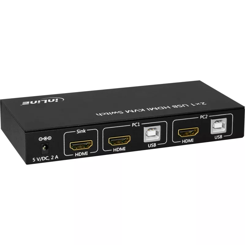 InLine 2x1 HDMI KVM-kytkin, 2x1, HDMI 4K2K, USB 2.0 -keskitin, äänellä