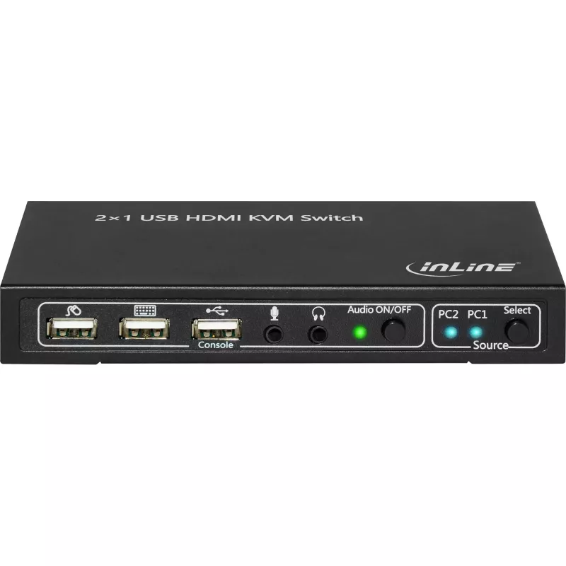 InLine 2x1 HDMI KVM-kytkin, 2x1, HDMI 4K2K, USB 2.0 -keskitin, äänellä