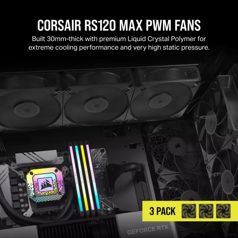 Tuuletin Corsair RS120 MAX 12 cm musta 2000 RPM 3 kpl