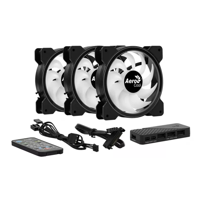 Aerocool Saturn 12F Pro ARGB kotelotuulettimet, 3 kpl pakkaus ohjaimella, 120 mm