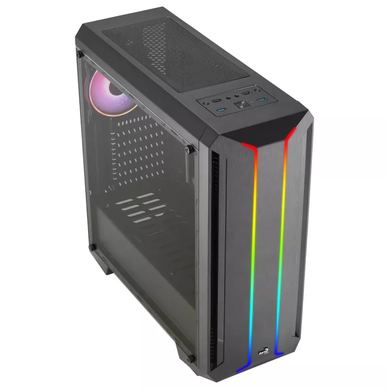 Aerocool SKYLINEV2BK PC ATX -kotelo kaksoisetupaneeli LED ARGB-tuuletin ARGB 12 cm musta