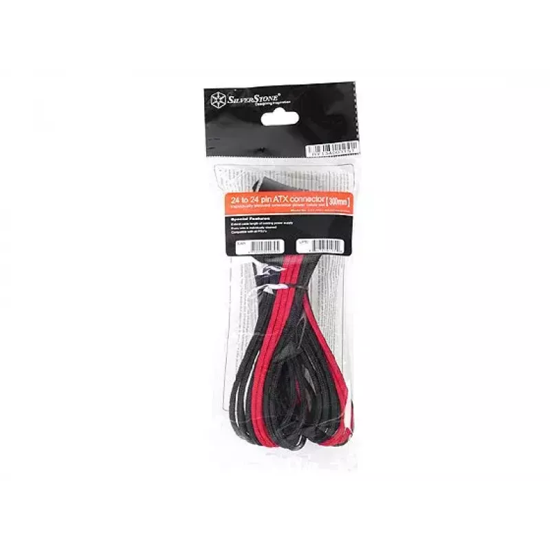 SilverStone SST-PP07-MBBR ATX 24-napainen jatkokaapeli, 0,3 m, musta/punainen