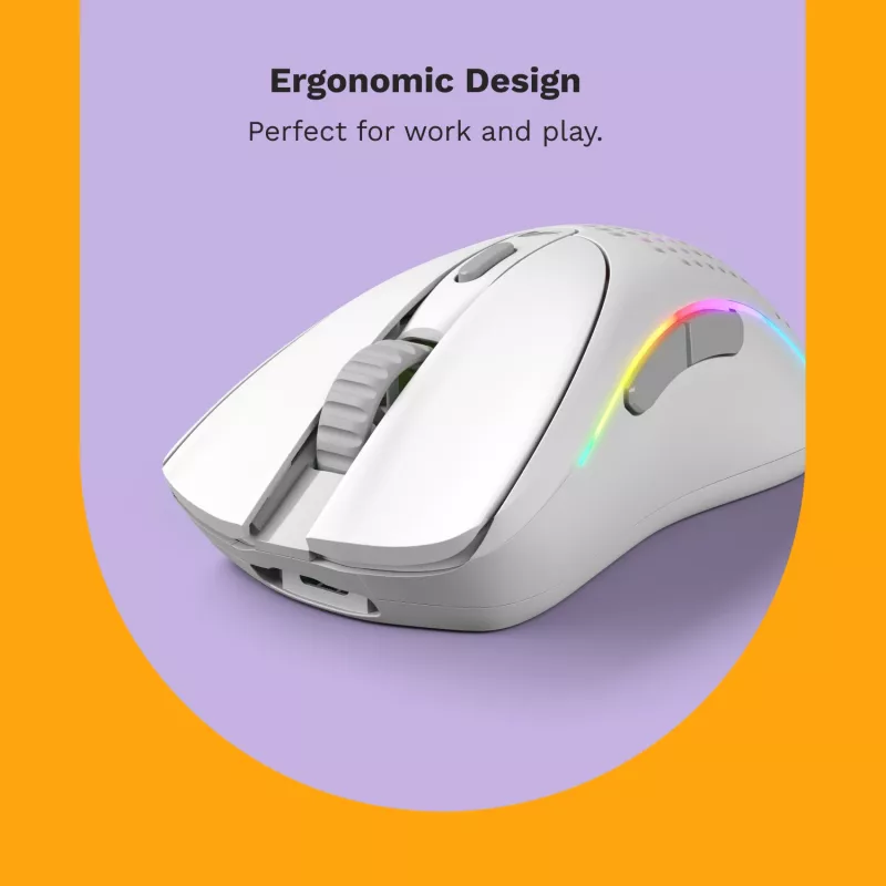Glorious Gaming Glorious Model D 2 Wireless - mattavalkoinen, oikeakätinen, RF Wireless, 19000 DPI, valkoinen