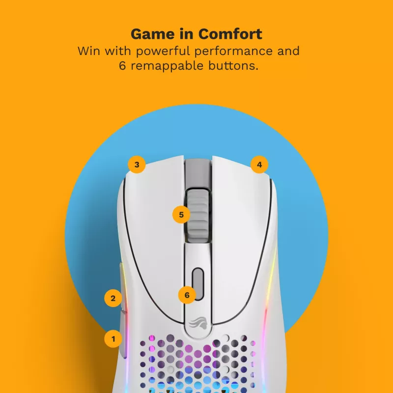 Glorious Gaming Glorious Model D 2 Wireless - mattavalkoinen, oikeakätinen, RF Wireless, 19000 DPI, valkoinen