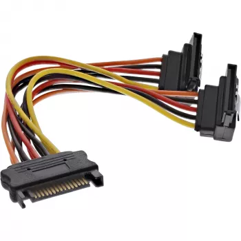 InLine SATA-virtahaarakaapeli SATA-liitin / 2x SATA-pistoke lukituksella 0,15 m