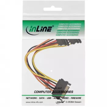InLine SATA-virtahaarakaapeli SATA-liitin / 2x SATA-pistoke lukituksella 0,15 m