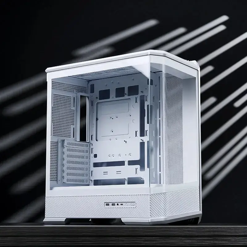 Tietokonekotelo Jonsbo D400 Midi Tower ATX karkaistu lasi – valkoinen