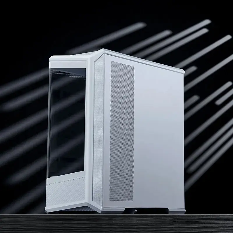 Tietokonekotelo Jonsbo D400 Midi Tower ATX karkaistu lasi – valkoinen