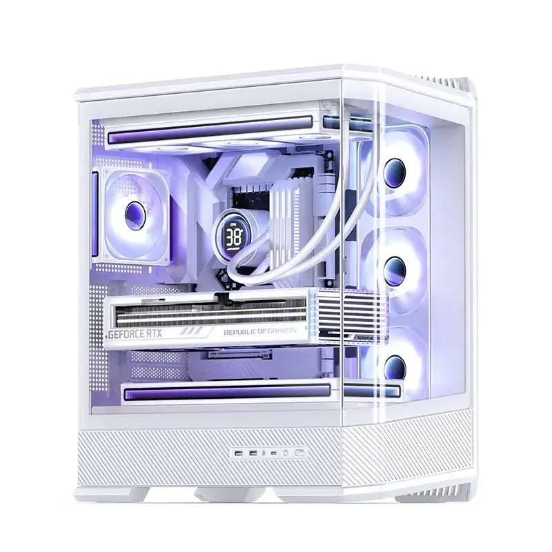 Tietokonekotelo Jonsbo D400 Midi Tower ATX karkaistu lasi – valkoinen