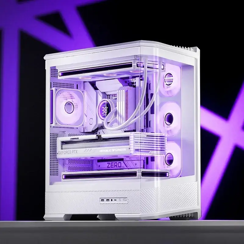 Tietokonekotelo Jonsbo D400 Midi Tower ATX karkaistu lasi – valkoinen