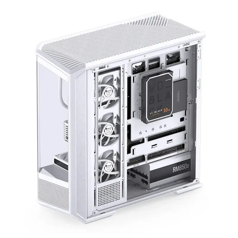 Tietokonekotelo Jonsbo D400 Midi Tower ATX karkaistu lasi – valkoinen