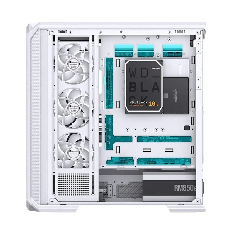 Tietokonekotelo Jonsbo D400 Midi Tower ATX karkaistu lasi – valkoinen