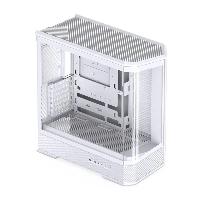 Tietokonekotelo Jonsbo D400 Midi Tower ATX karkaistu lasi – valkoinen
