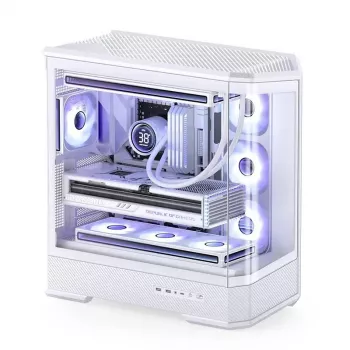 Tietokonekotelo Jonsbo D400 Midi Tower ATX karkaistu lasi – valkoinen