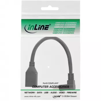 InLine DisplayPort 1.4 sovitinkaapeli M/F, 8K4K, alaspäin kulma, musta/kulta