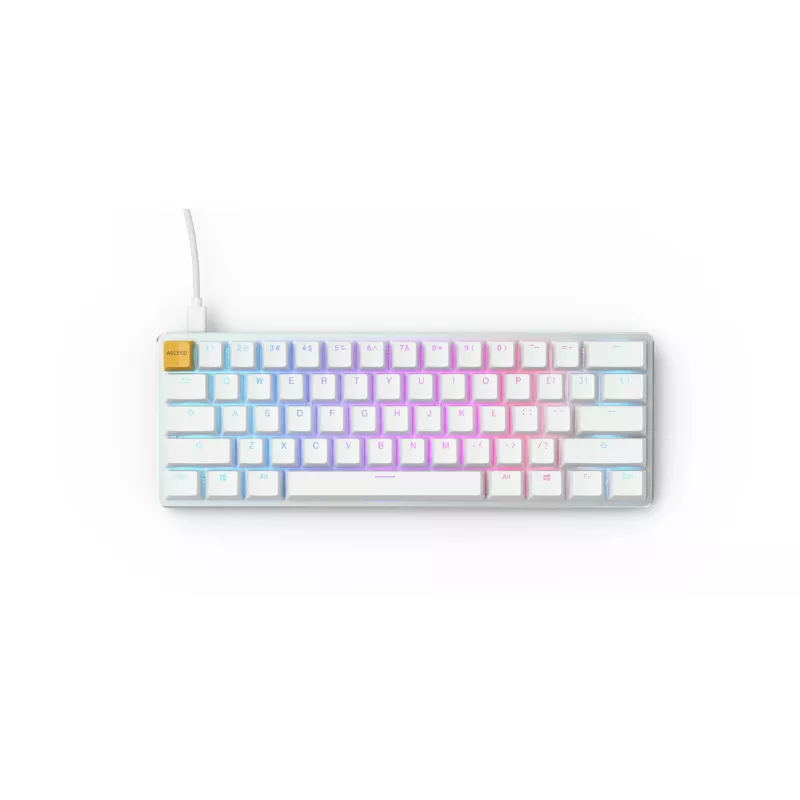 Glorious Gaming GMMK näppäimistö USB QWERTY US International hopea, valkoinen