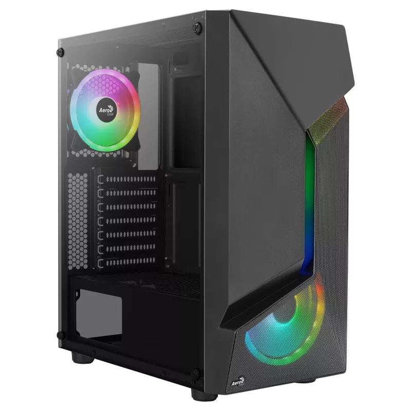 Aerocool SCAPEBKV3 pelikotelo ATX-etu-RGB LED karkaistu lasi 3x ARGB-tuuletin musta