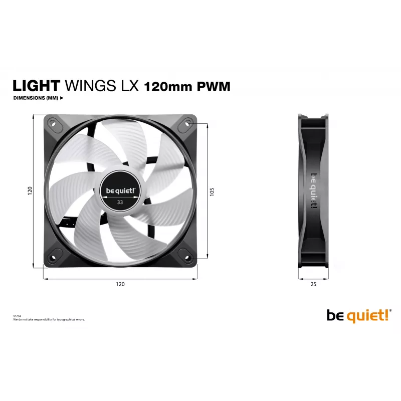 be quiet! LIGHT WINGS LX 120mm PWM tietokonekotelon tuuletin 12 cm musta 1 kpl