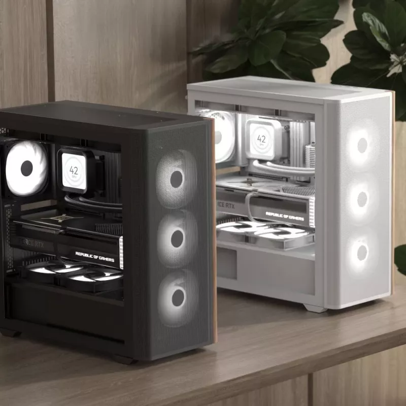Aerocool D501A Midi-tornikotelo musta, puu