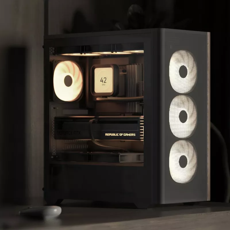 Aerocool D501A Midi-tornikotelo musta, puu