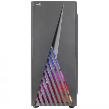 Aerocool DELTABKV1 ATX PC-kotelo RGB-etu, täysi sivulasiseinä, 12 cm tuuletin, musta