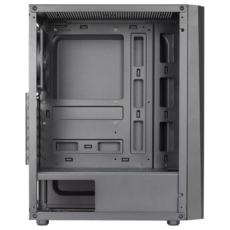 Aerocool DELTABKV1 ATX PC-kotelo RGB-etu, täysi sivulasiseinä, 12 cm tuuletin, musta