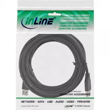 InLine USB 3.2 Gen.1 -kaapeli Type-A uros / A uros, musta, 5 m