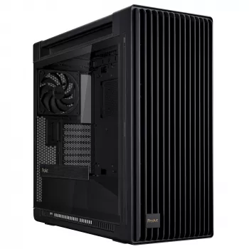 PC-kotelo ASUS ProArt PA602 Midi Tower musta – ATX/EATX-tuki, karkaistu lasi, 2x 200 mm etutuulettimet, 360 mm yläjäähdytin, GPU jopa 450 mm