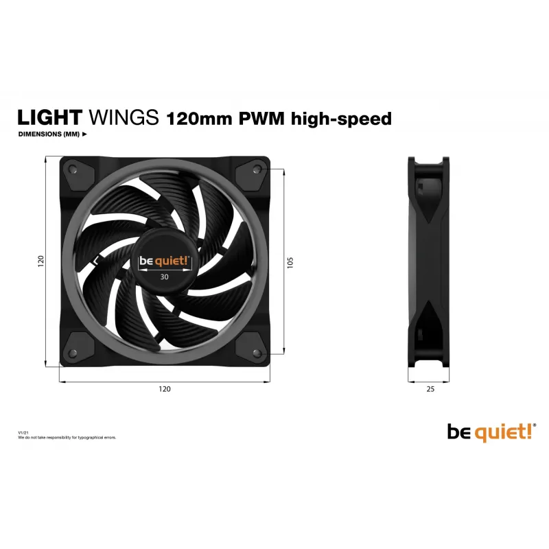 be quiet! Light Wings 120mm ARGB PWM High Speed tuuletin musta