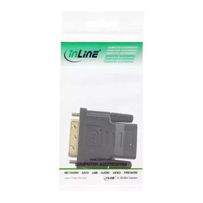 InLine HDMI–DVI-sovitin naaras/uros kullattu, 4K2K
